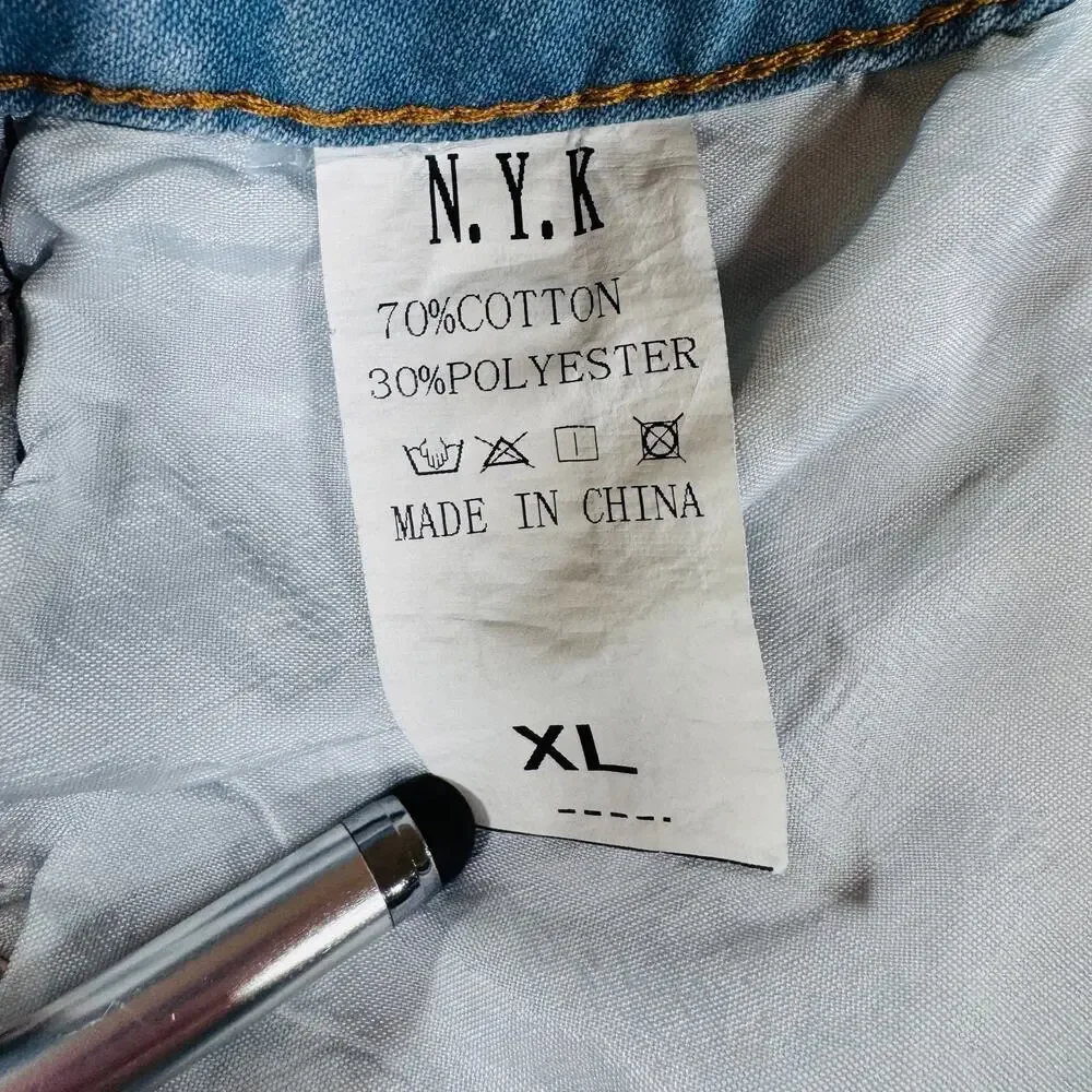 N.Y.K Women Size XL Blue Light Wash Seamed Flare Bootcut Denim Jeans Stretch